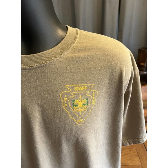 Vintage Boy Scouts Staff T Shirt XL - Twin Arrow GPC Desert Tan Brown Cub Scouts - Picture 2 of 11